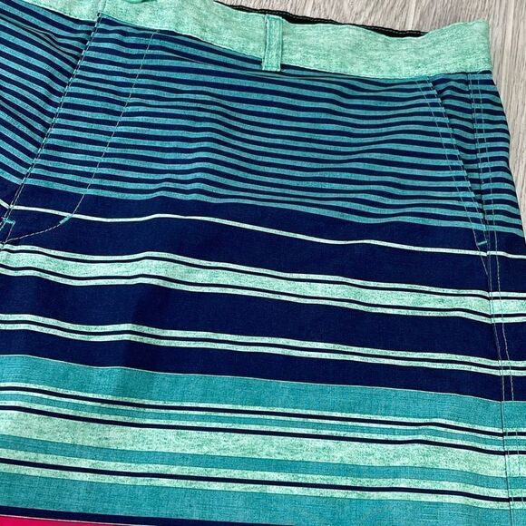 Ocean Pacific FLEX 4-way Stretch Pin Striped Board Shorts Blue Green 40 - Picture 2 of 10